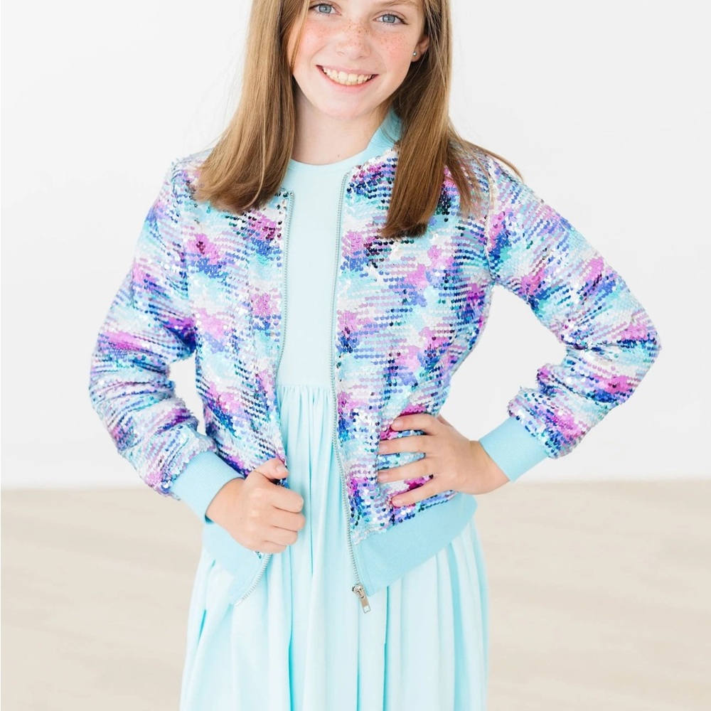 Mila and Rose Kids Sequin Jacket in mermaid